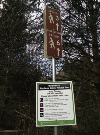 SWTrails route #3 and #5 go through the park - park rules sign